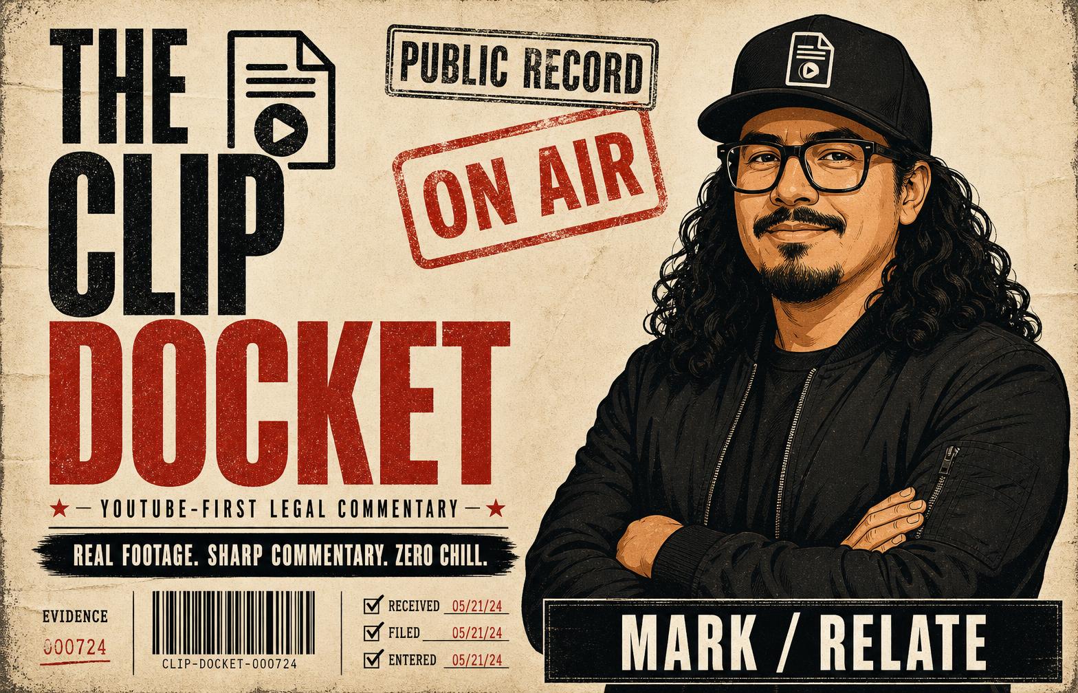 The Clip Docket key art featuring Mark Gaitan, professionally known as Relate, as the sole host.