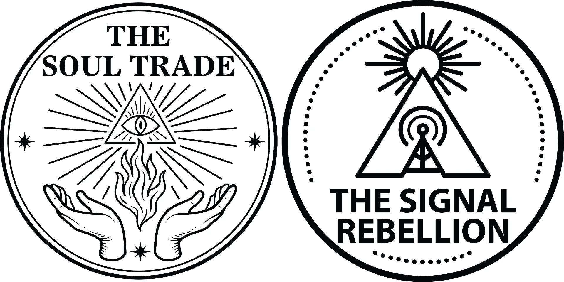 Paired official sigils: The Soul Trade sigil beside The Signal Rebellion sigil.
